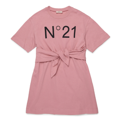 N21 Girls Logo T-Shirt Dress with Tie Waist – Short Sleeve