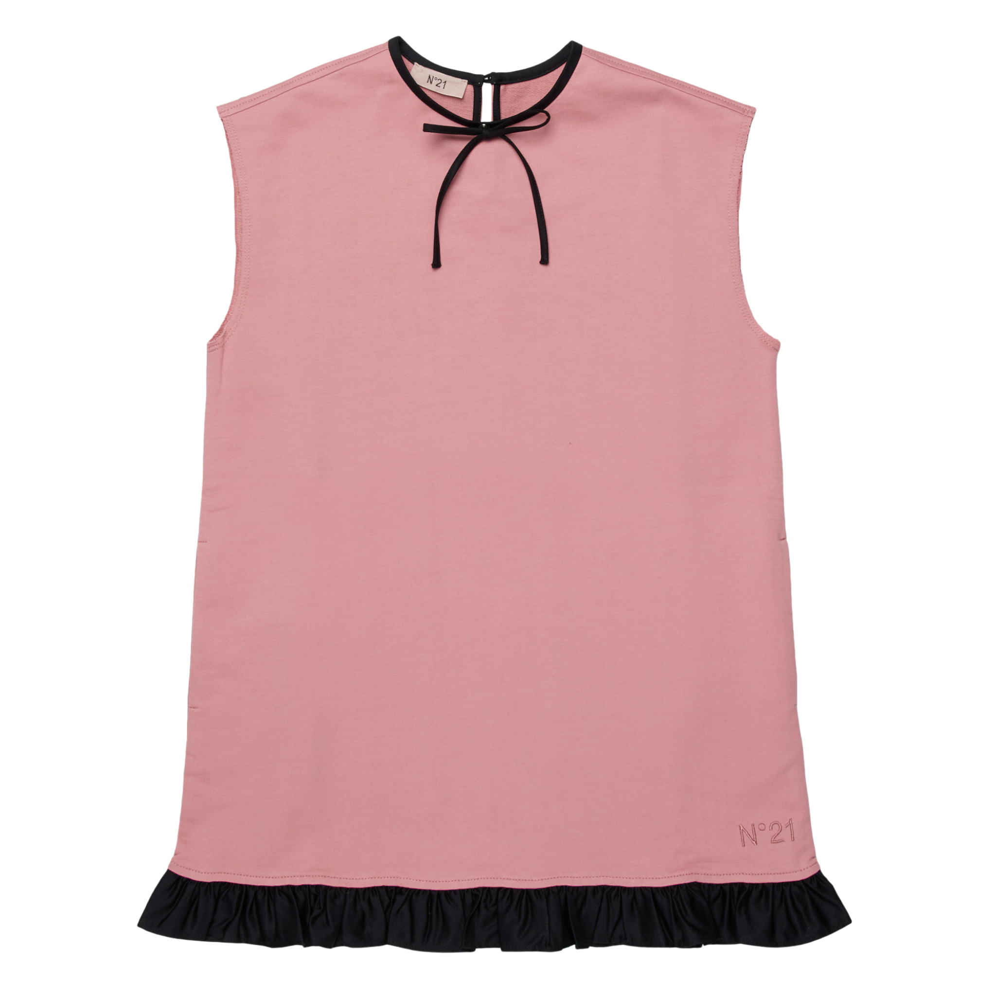 N21 Sleeveless Pink Dress with Contrast Ruffle Trim – Girls’ Designer Dress