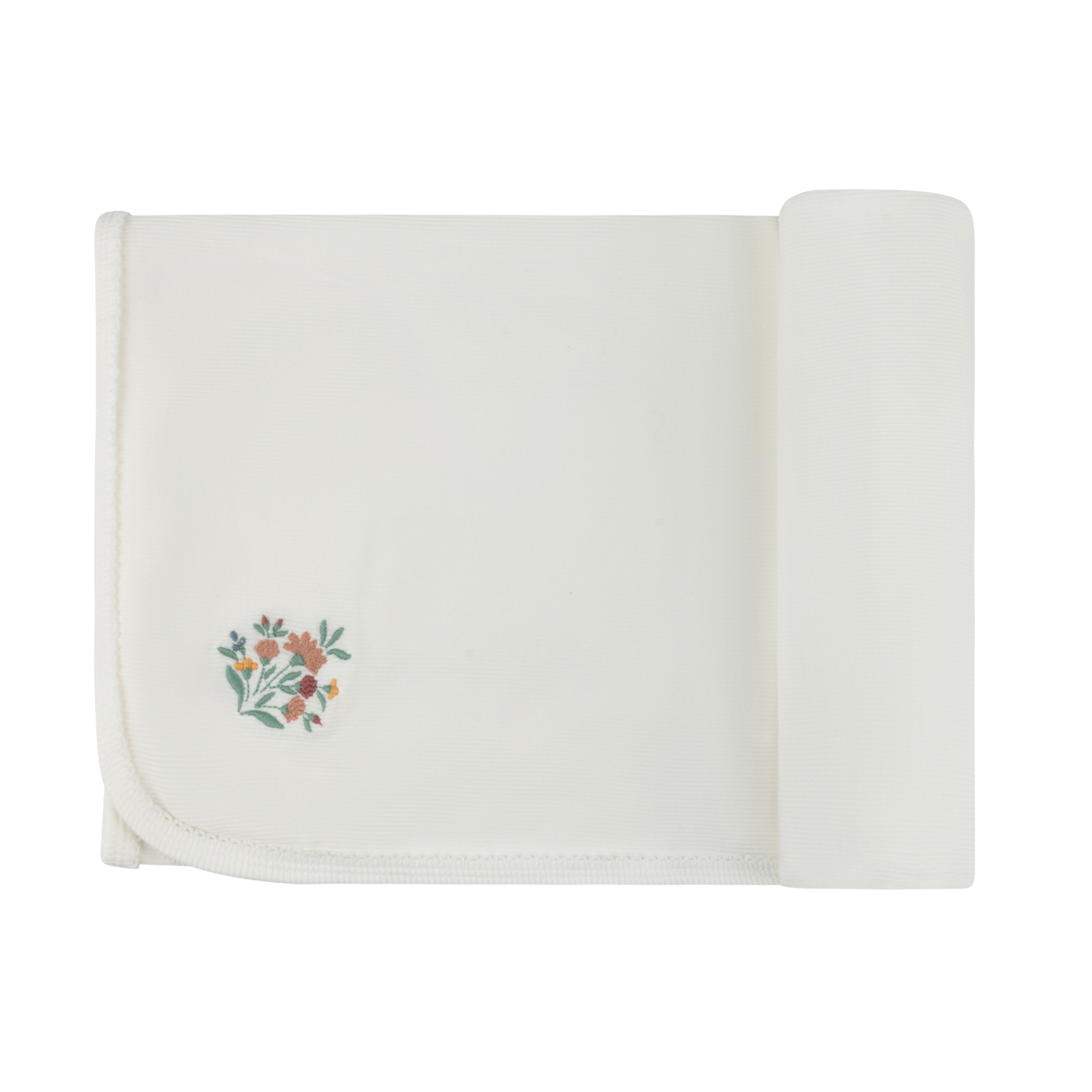 Ely’s & Co. – Ivory/Pink Floral Embroidered Collar Collection Muslin Swaddle