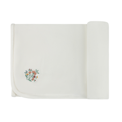 Ely’s & Co. – Ivory/Pink Floral Embroidered Collar Collection Muslin Swaddle