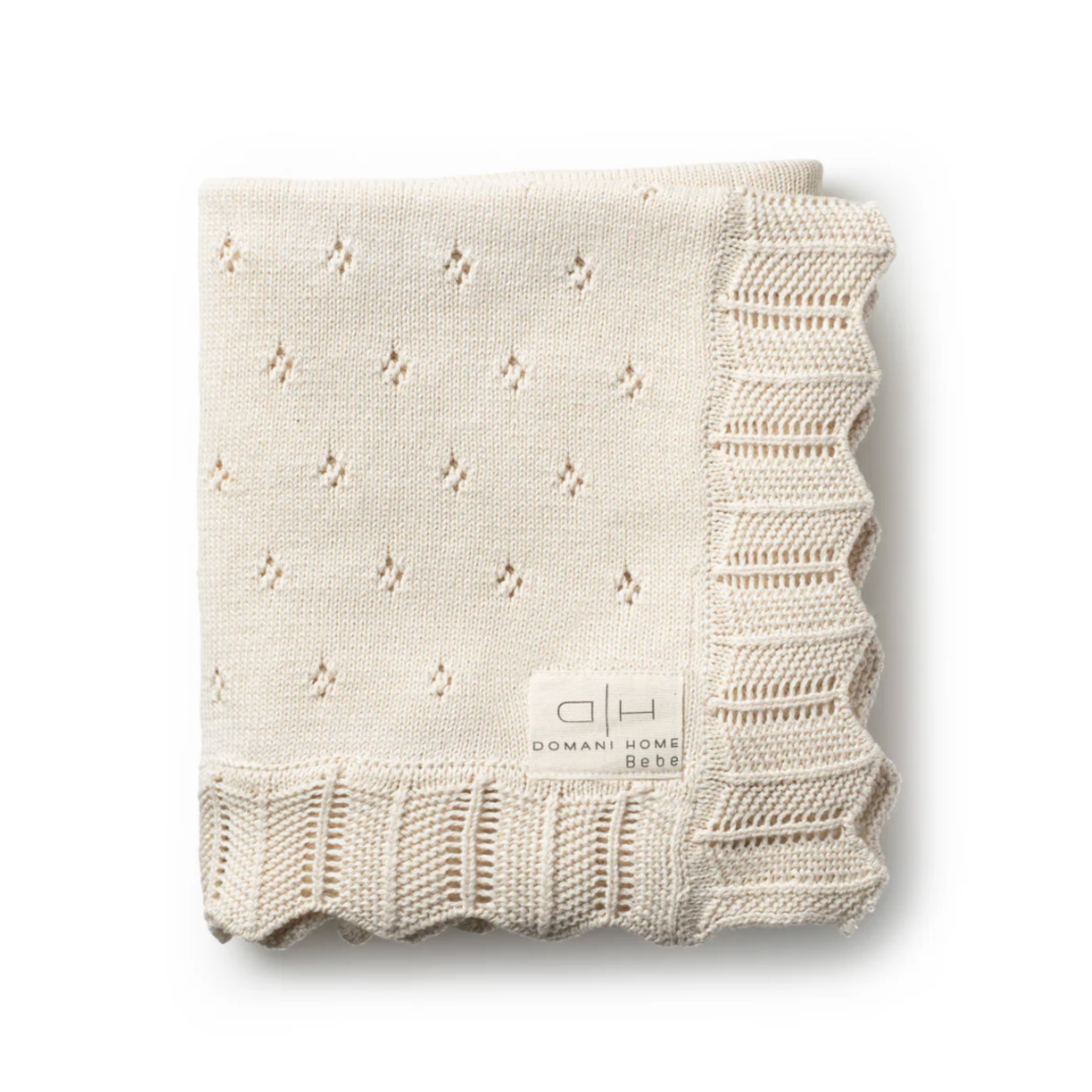 DH Scalloped Pointelle Blanket – Blush Pink Rice, Natural & Nimbus Cloud