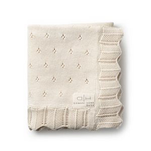 DH Scalloped Pointelle Blanket – Blush Pink Rice, Natural & Nimbus Cloud