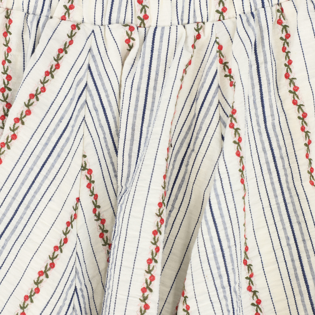 Girls Striped Floral Flared Skirt – Soft Cotton Everyday Style