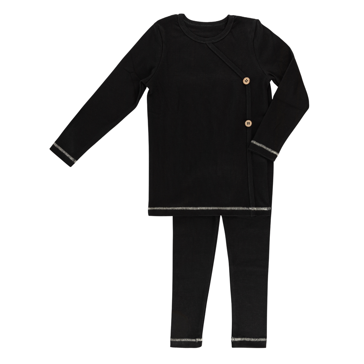 Little Label Weekend Wrap Pajama (Buttons) – Black Boys’ Sleepwear at Little Loungers