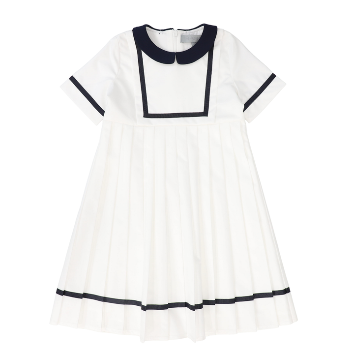 Girls’ Collared Trim Dress – Ivory Classic Occasion Dress