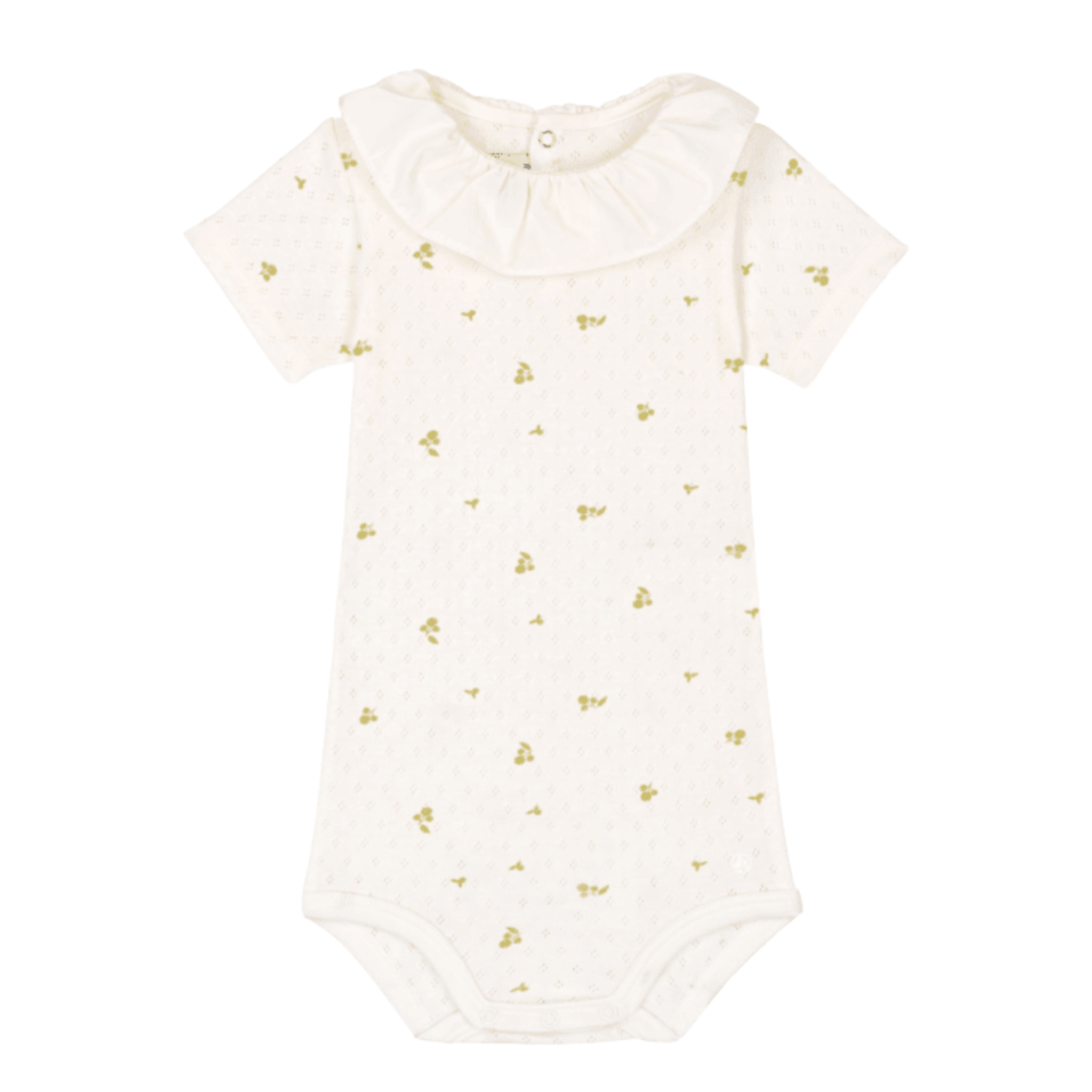 Petit Bateau - Baby SS Pointelle Floral Bodysuite With Collar