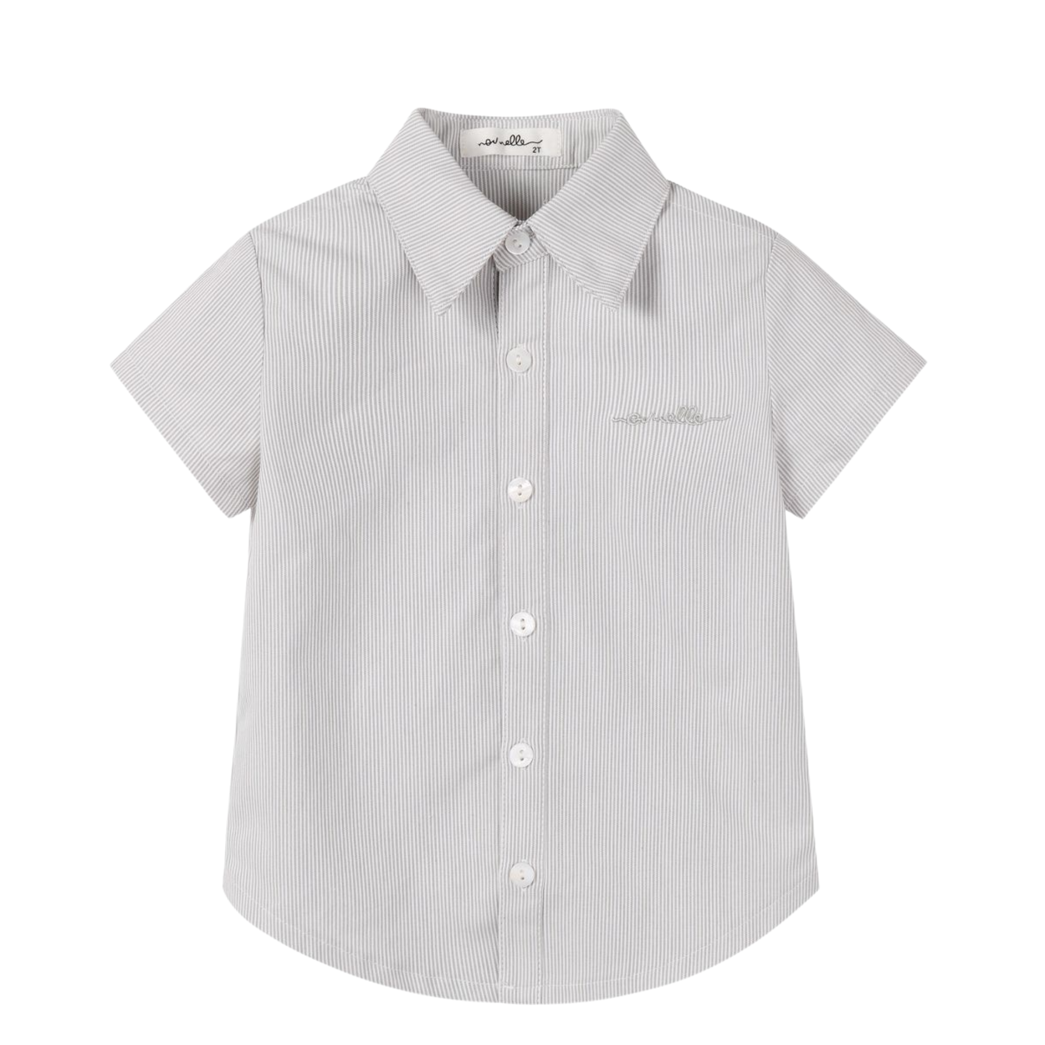 Nou Nelle Striped Boy Shirt – Sage Cotton Shirt