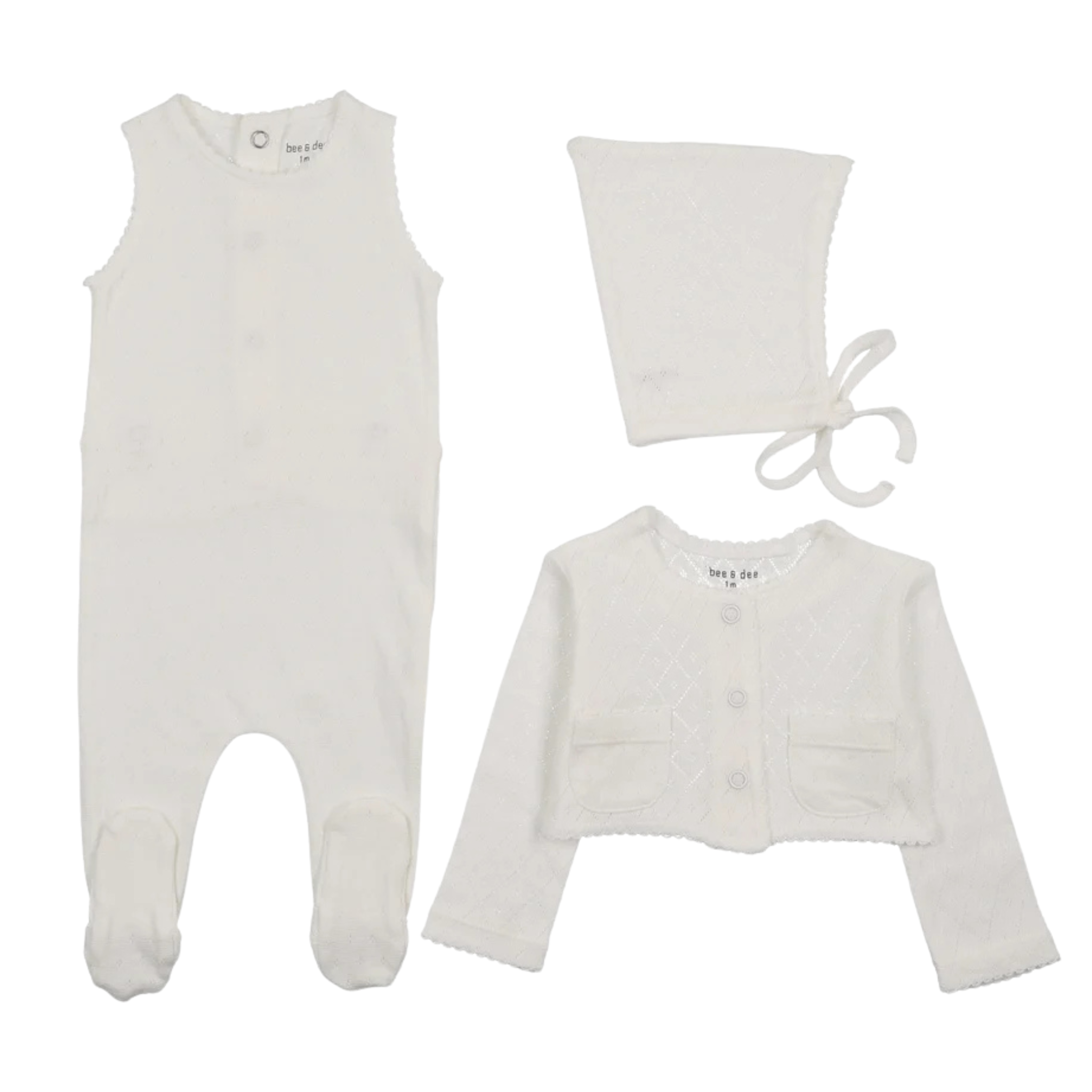 Bee & Dee Chalk White Double Diamond Blanket Geometric Textured Minimalist Newborn Toddler Luxury Accessory