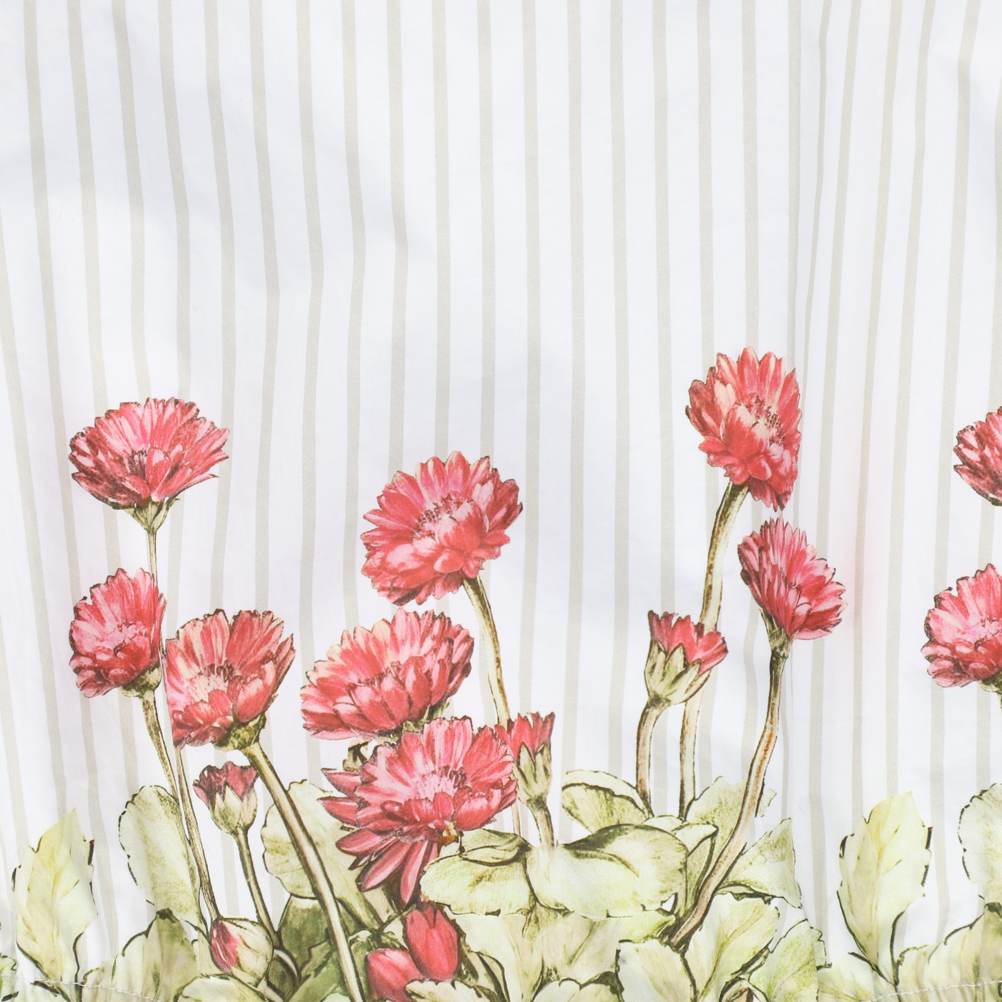 Striped Floral Collar Romper - White/Tan