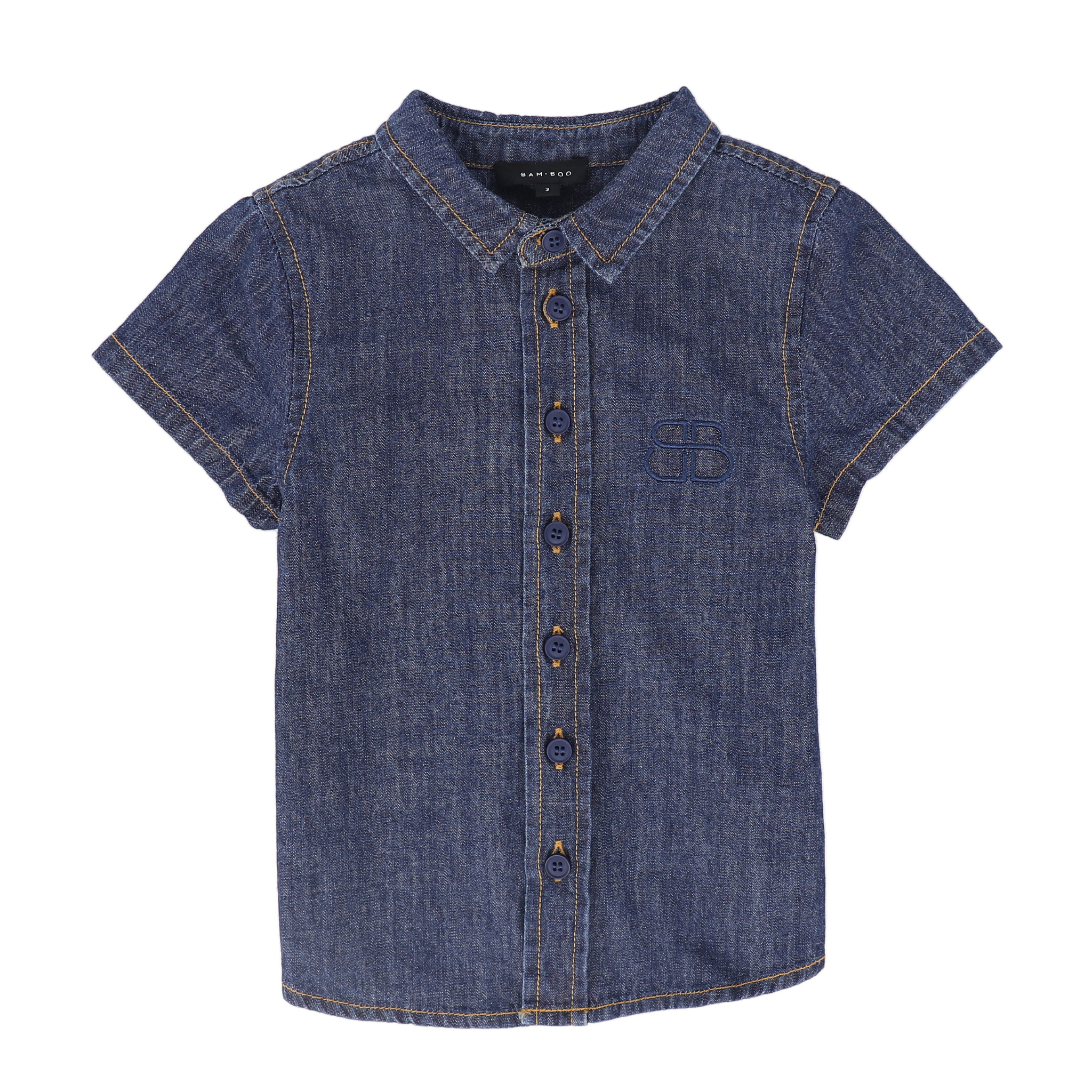 Denim Logo Short Sleeve Shirt – Casual Cotton Button-Up