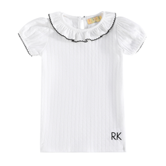 Emery Pointelle Collared Tshirt Short Sleeve