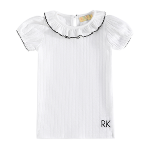 Emery Pointelle Collared Tshirt Short Sleeve