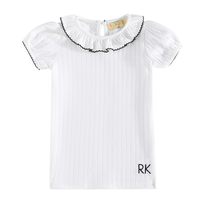 Emery Pointelle Collared Tshirt Short Sleeve