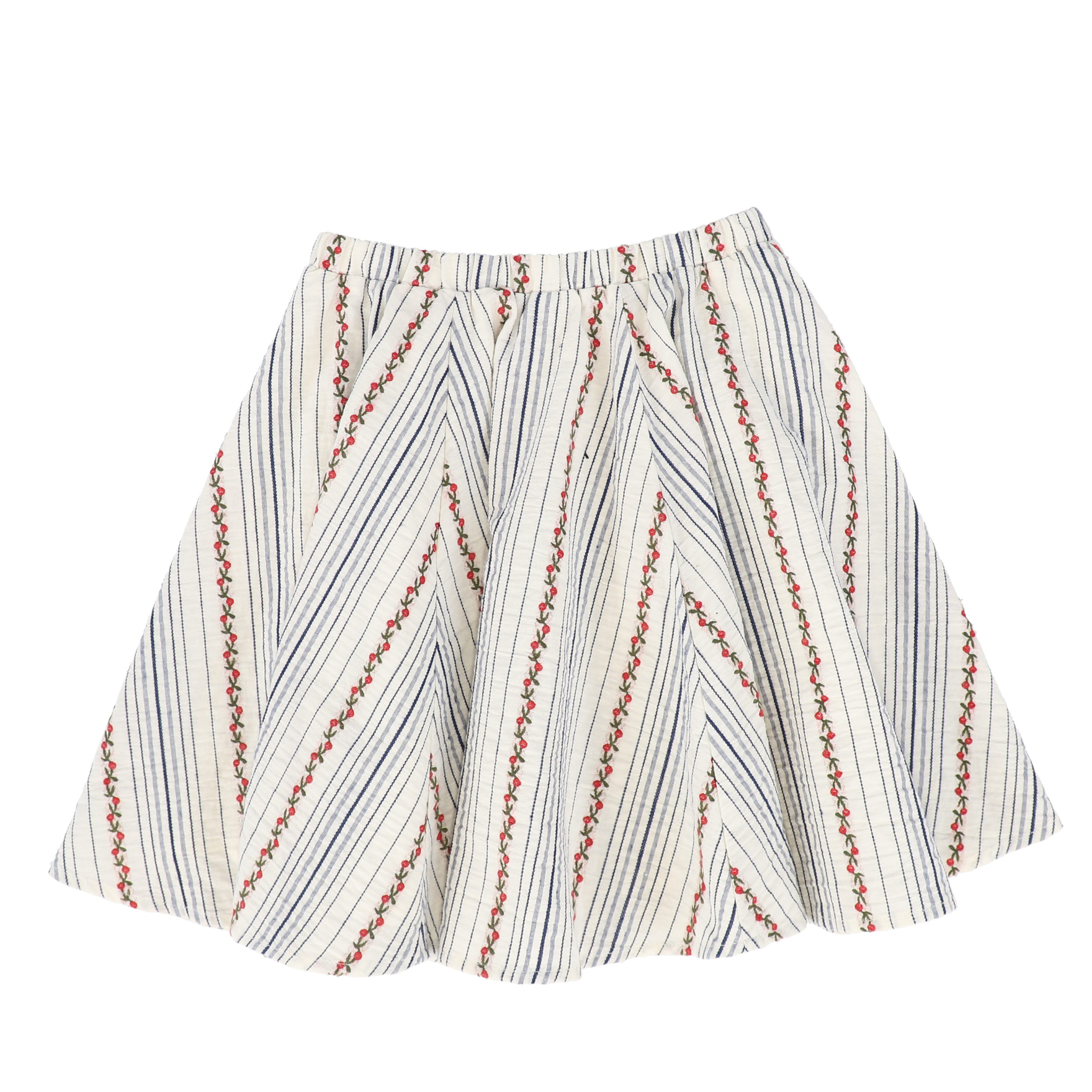 Girls Striped Floral Flared Skirt – Soft Cotton Everyday Style