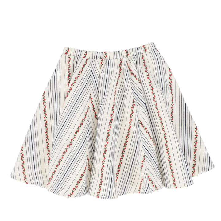 Girls Striped Floral Flared Skirt – Soft Cotton Everyday Style