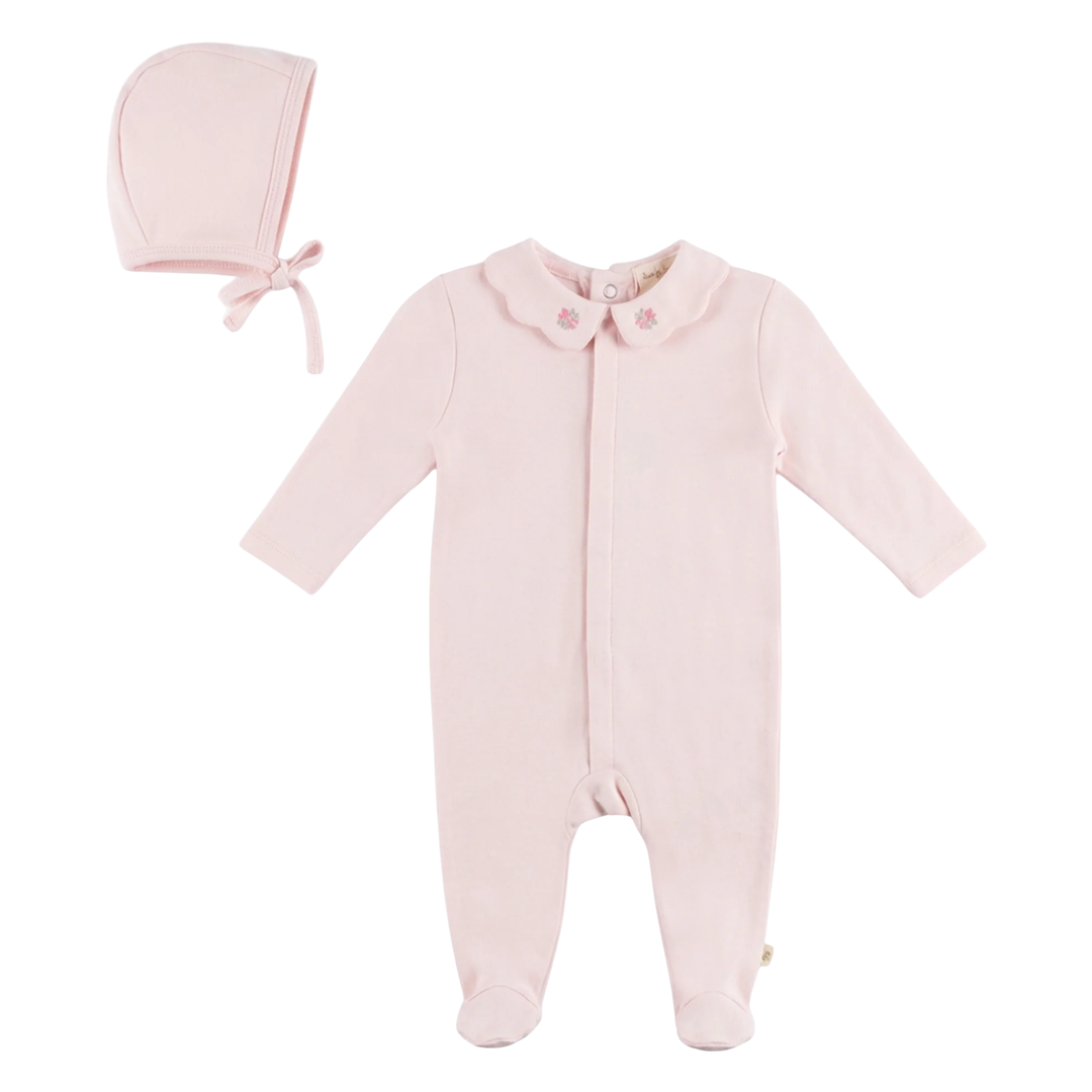 Bebe Bella Light Blush Cotton Rib Modal Fake Front Opening Onesie Girls Minimalist Boutique Newborn Infat Bodysuit
