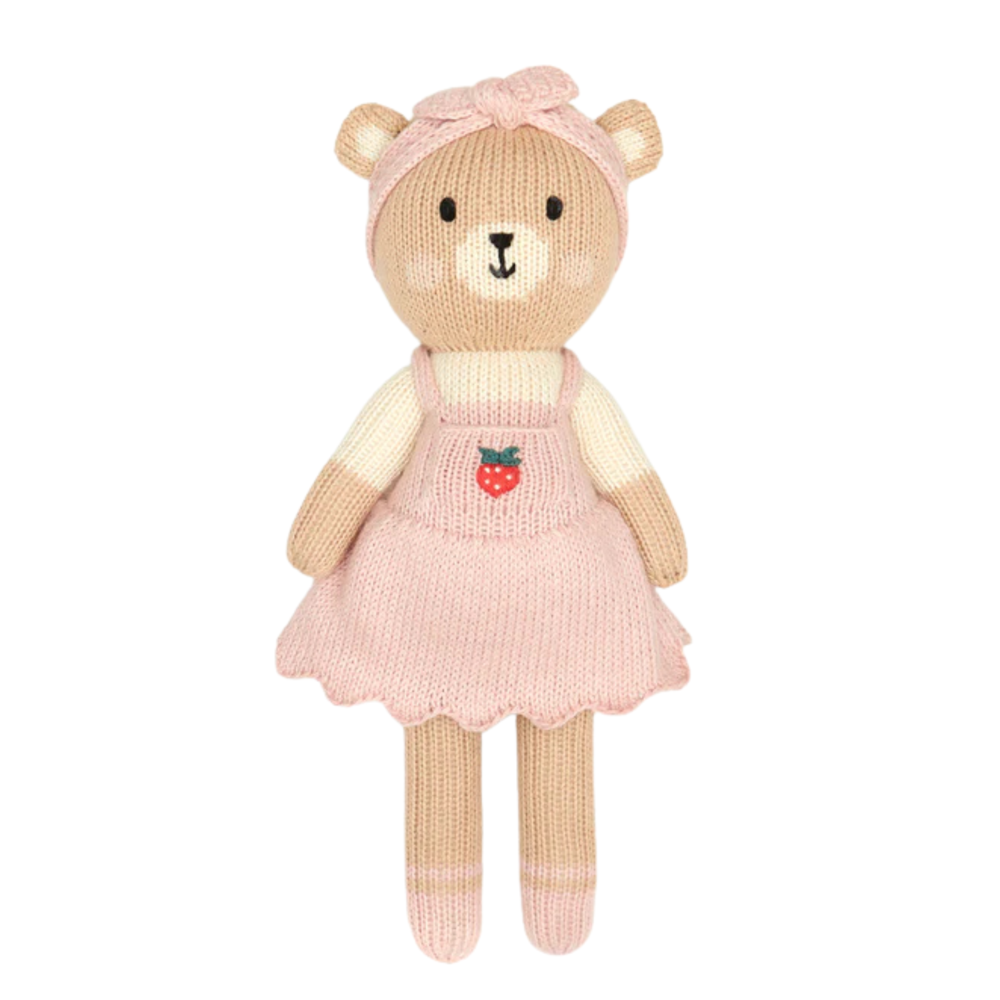 Tuntun - Emma The Bear With Strawberry 11" Pink & Natural