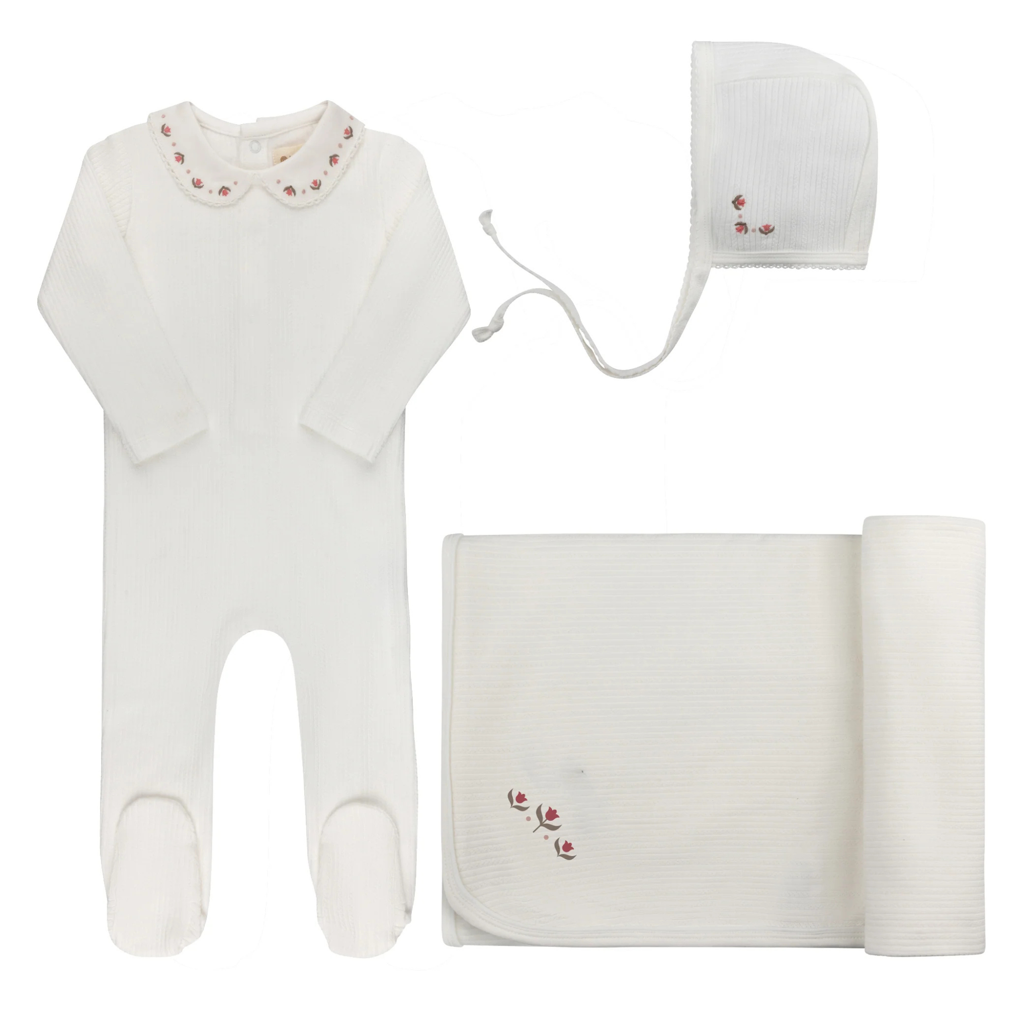 Ely’s & Co. – Ivory/Pink Embroidered Trim Collection Take Me Home Set