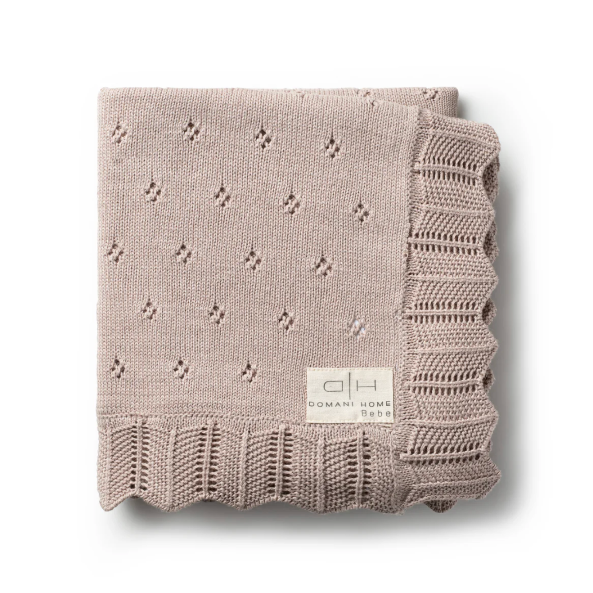 DH Scalloped Pointelle Blanket – Blush Pink Rice, Natural & Nimbus Cloud