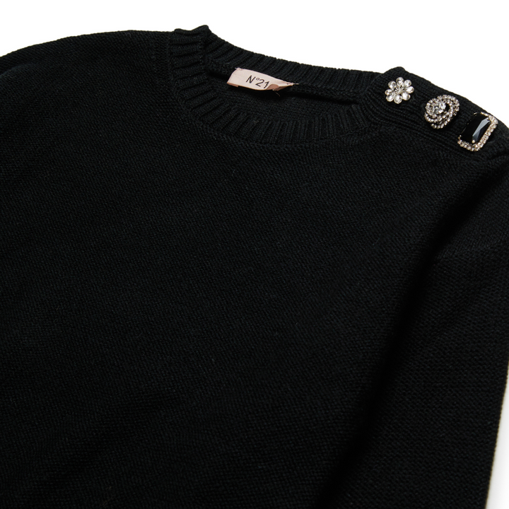 N21 Kids Decorative Button Jacket – Black Elegance