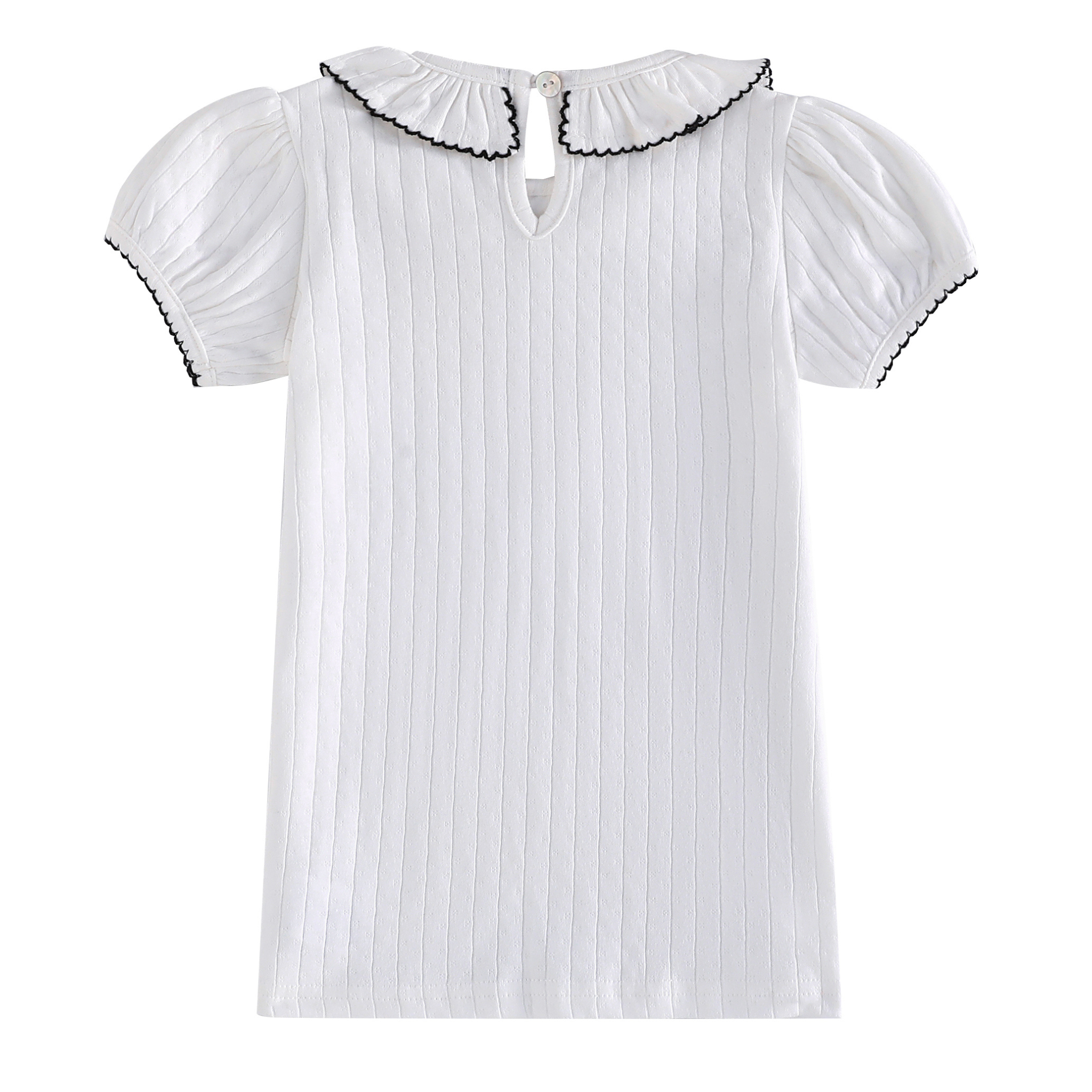 Emery Pointelle Collared Tshirt Short Sleeve