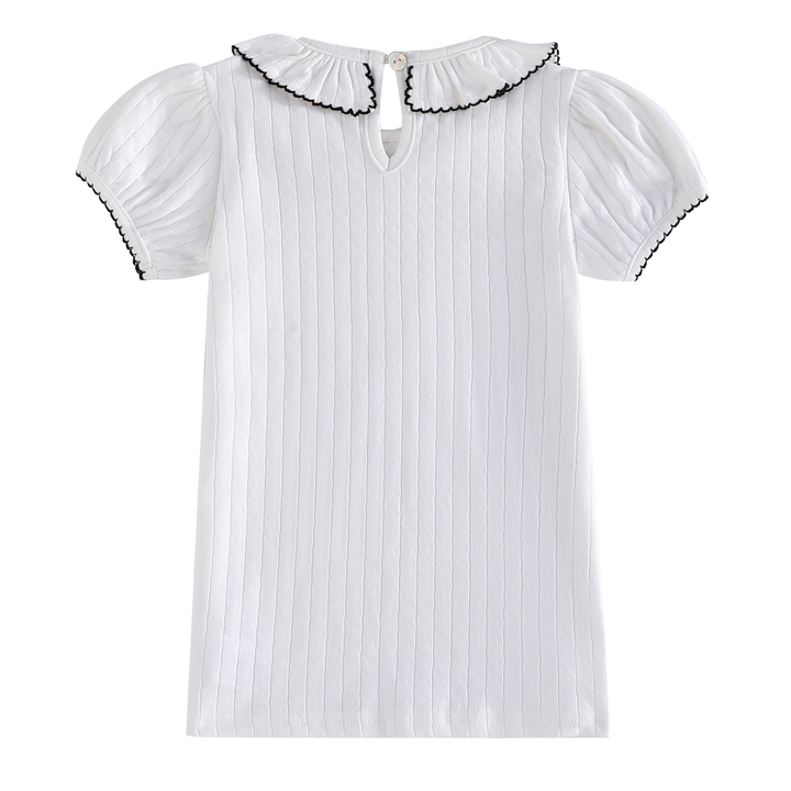 Emery Pointelle Collared Tshirt Short Sleeve