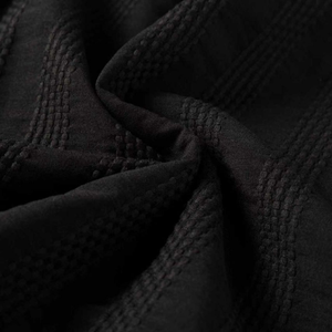 Close-up of textured black fabric with intricate patterns