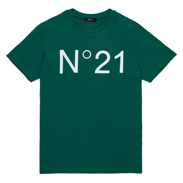 Green t-shirt with 'N×21' logo on a white background