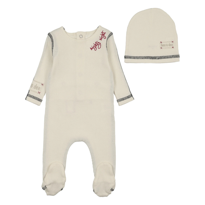 Bee and Dee - Contrast Footie/Beanie - Cream