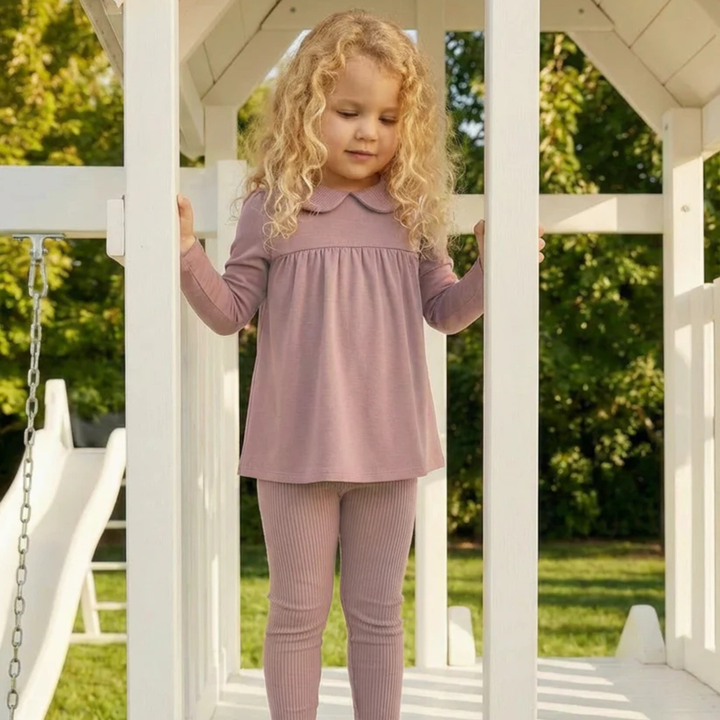 Dottie Lou - Mauve Classic Collar Loungewear Set