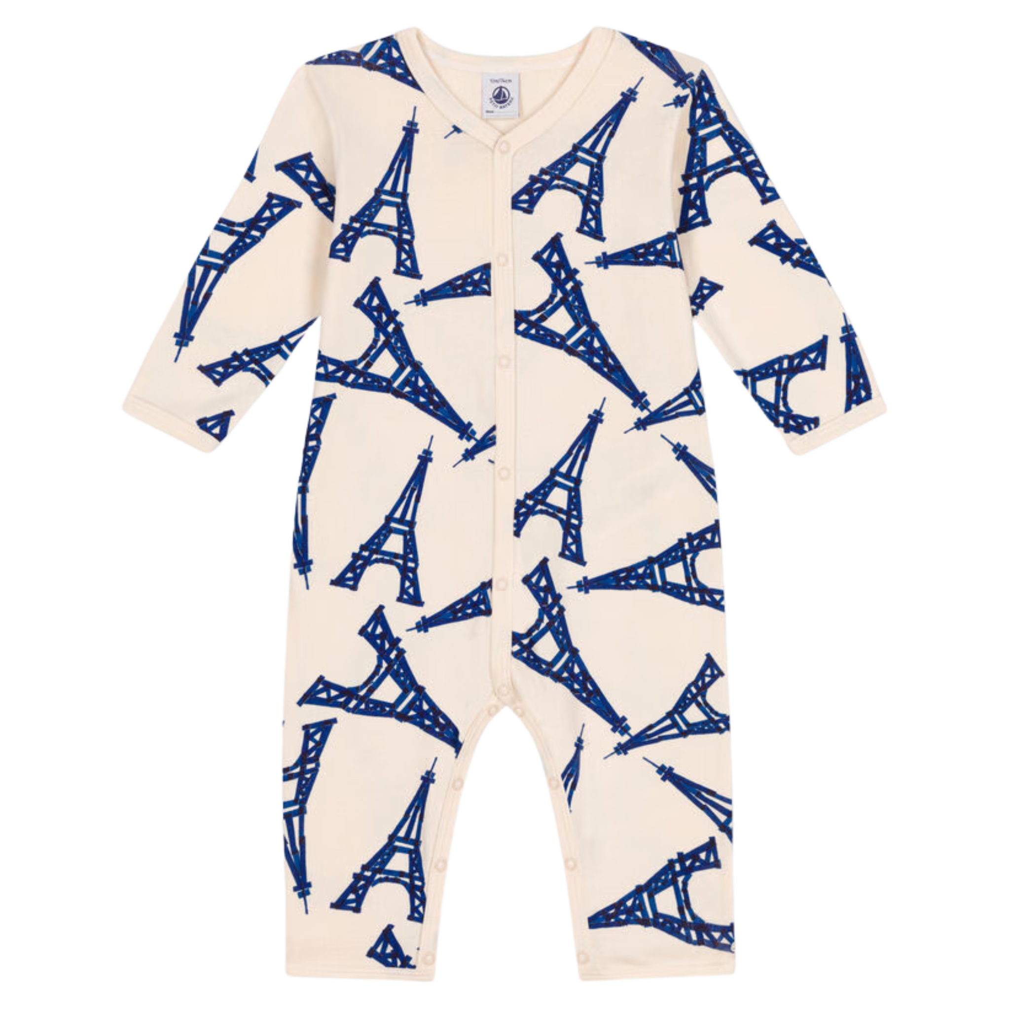 Petit Bateau - Baby Eiffel Tower Print Footie – White Blue