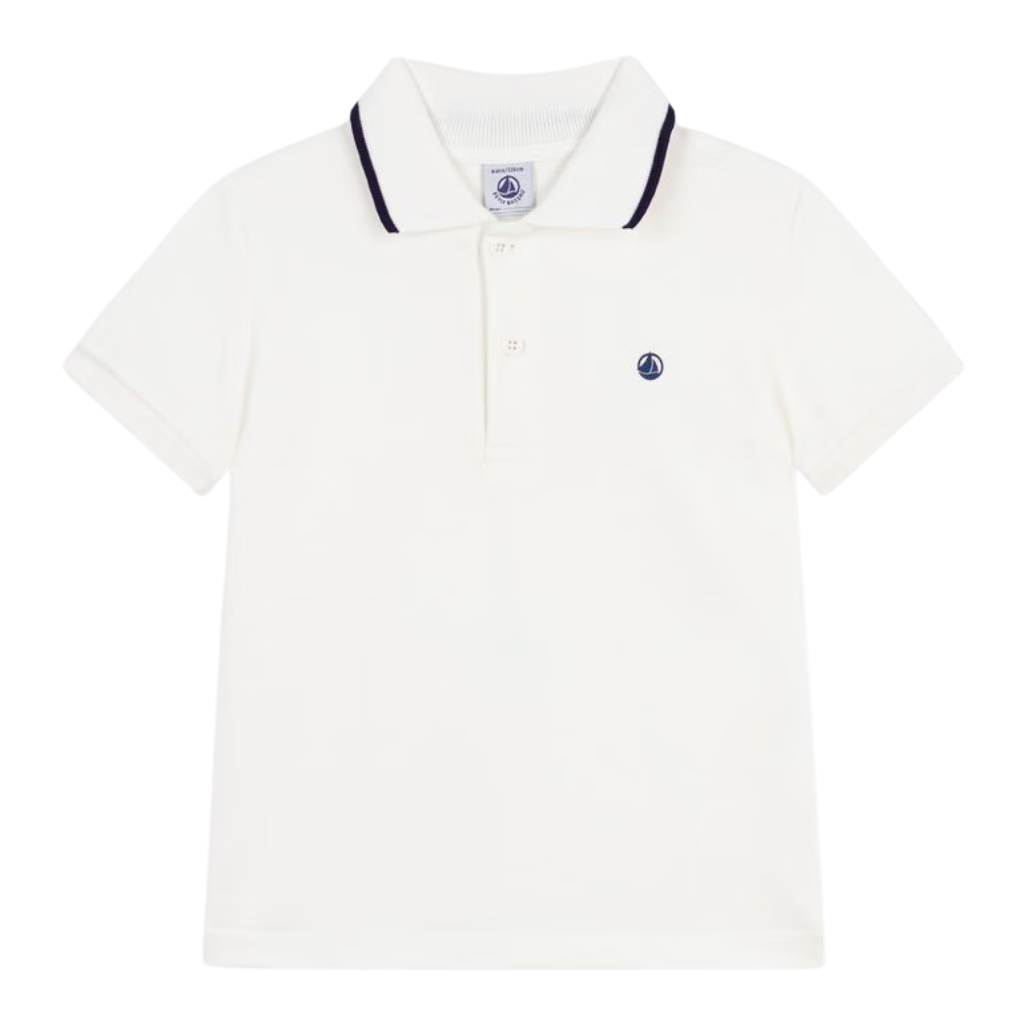 Petit Bateau - Boys Short Sleeve Polo T-Shirt – White
