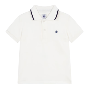 Petit Bateau - Boys Short Sleeve Polo T-Shirt – White