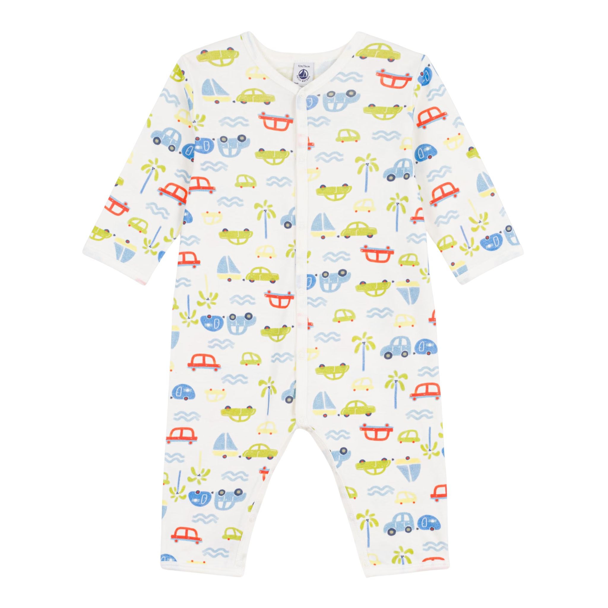 Petit Bateau - Baby Boy Cars Print Footie – White Multi