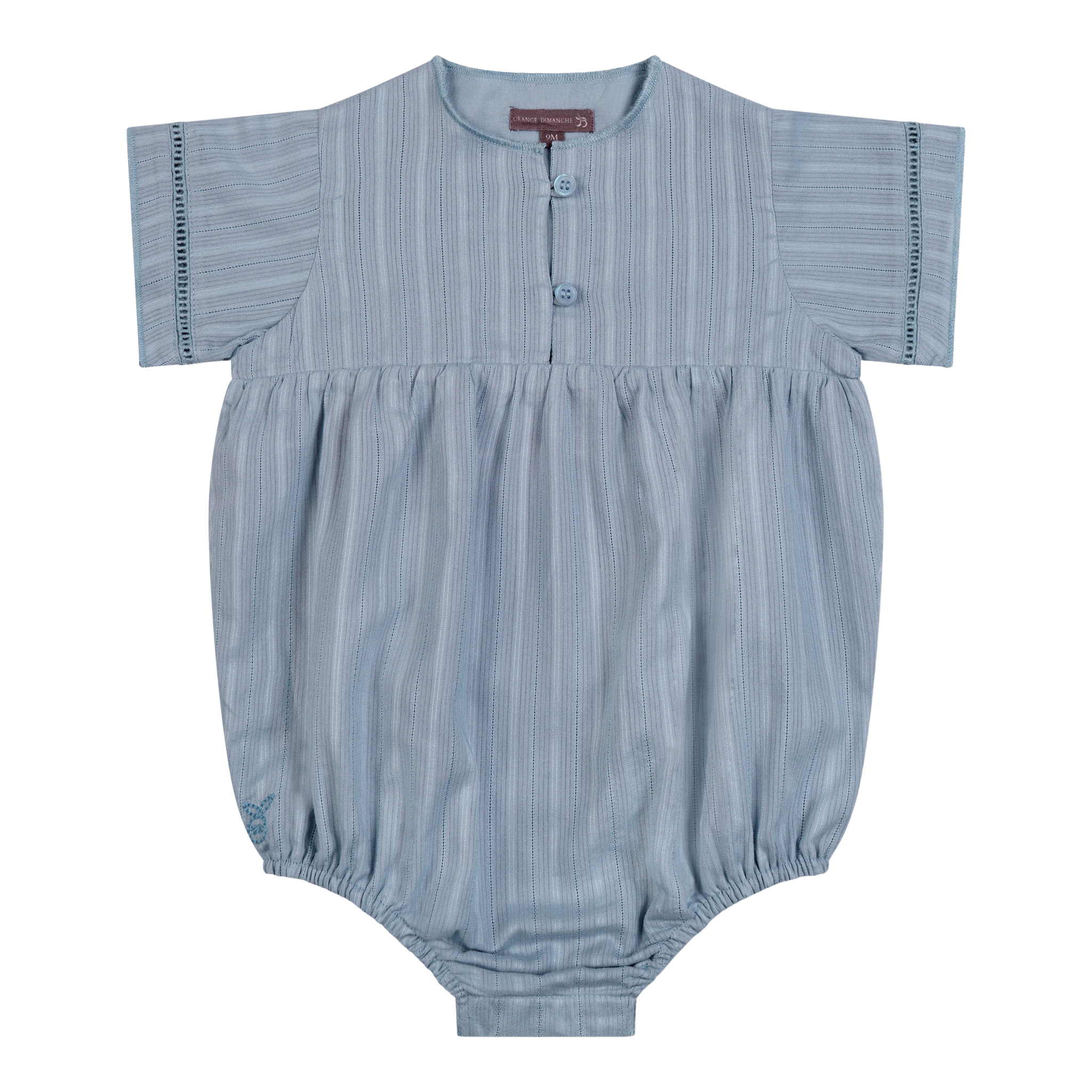 Orange Dimanche Sky Blue Textured Boy Romper