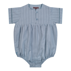 Orange Dimanche Sky Blue Textured Boy Romper
