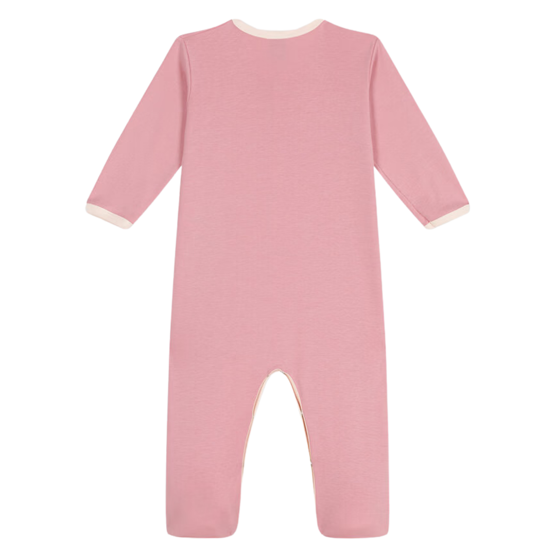 Petit Bateau Baby Front Snap Footie with Petit Amour - Pink