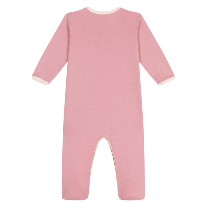 Petit Bateau Baby Front Snap Footie with Petit Amour - Pink