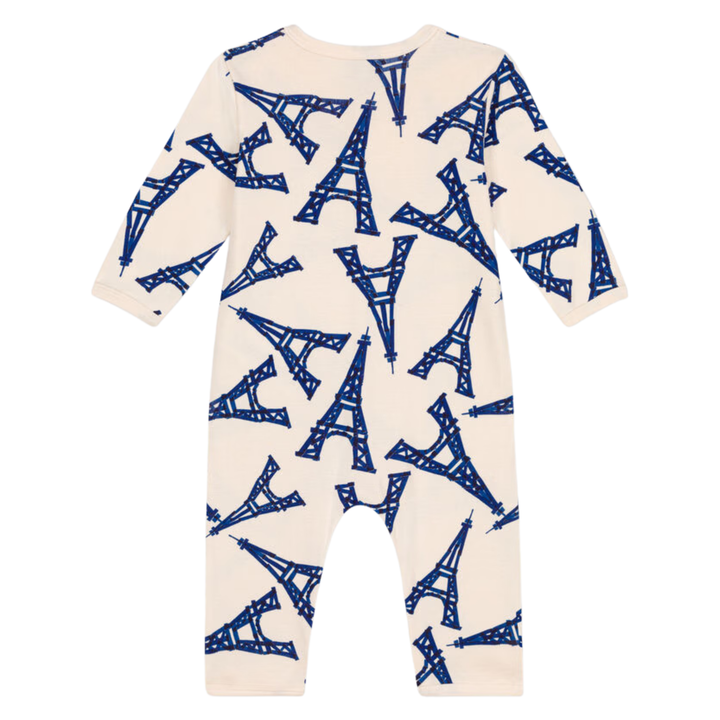 Petit Bateau Baby Eiffel Tower Print Footie – White Blue