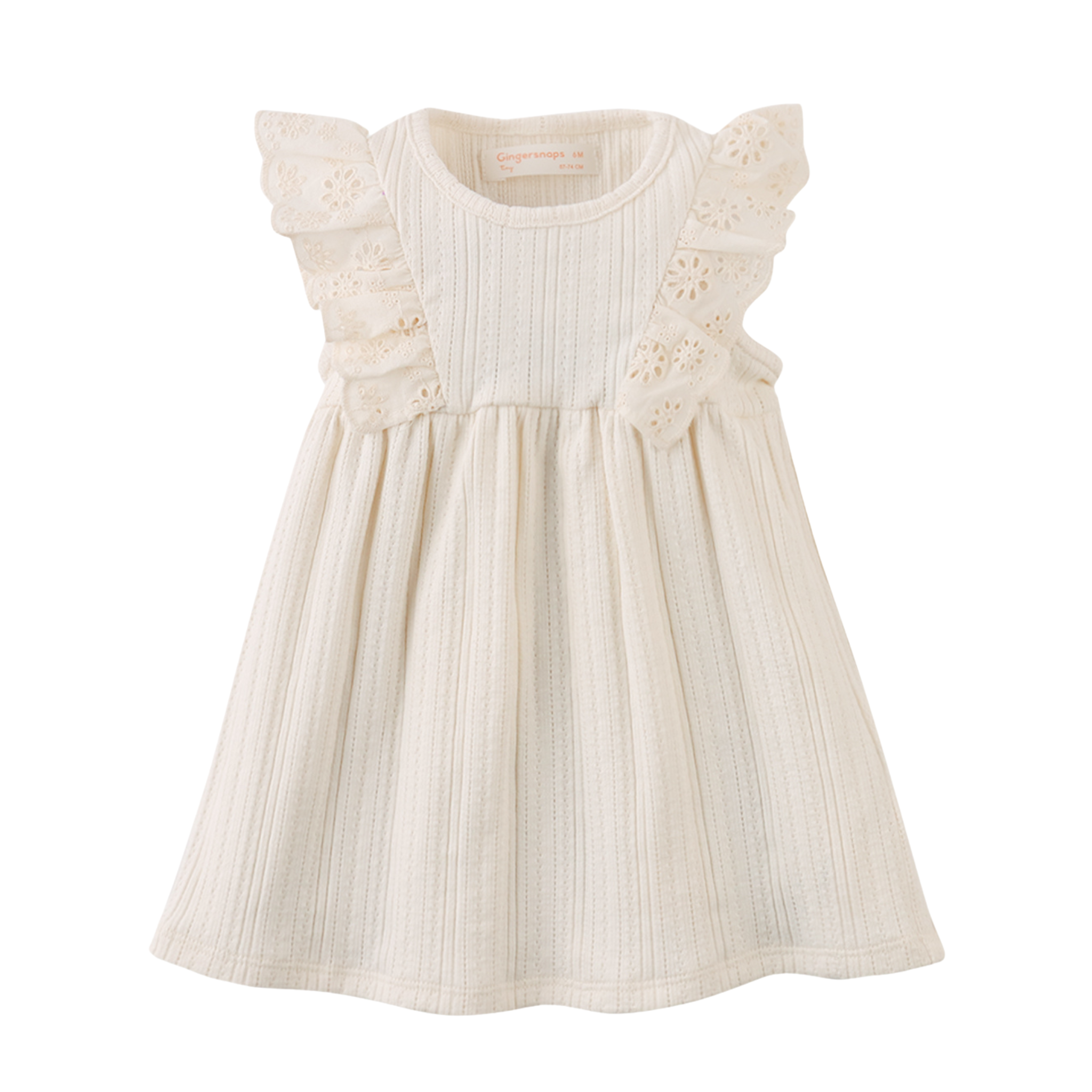 Gingersnaps Baby Elowyn Ruffle Sleeved Dress with Embroidery