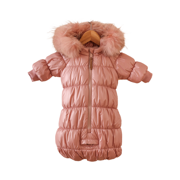 Fully Gathered Baby Bunting – Pink | Cozy Infant Winter Suit | Mantel