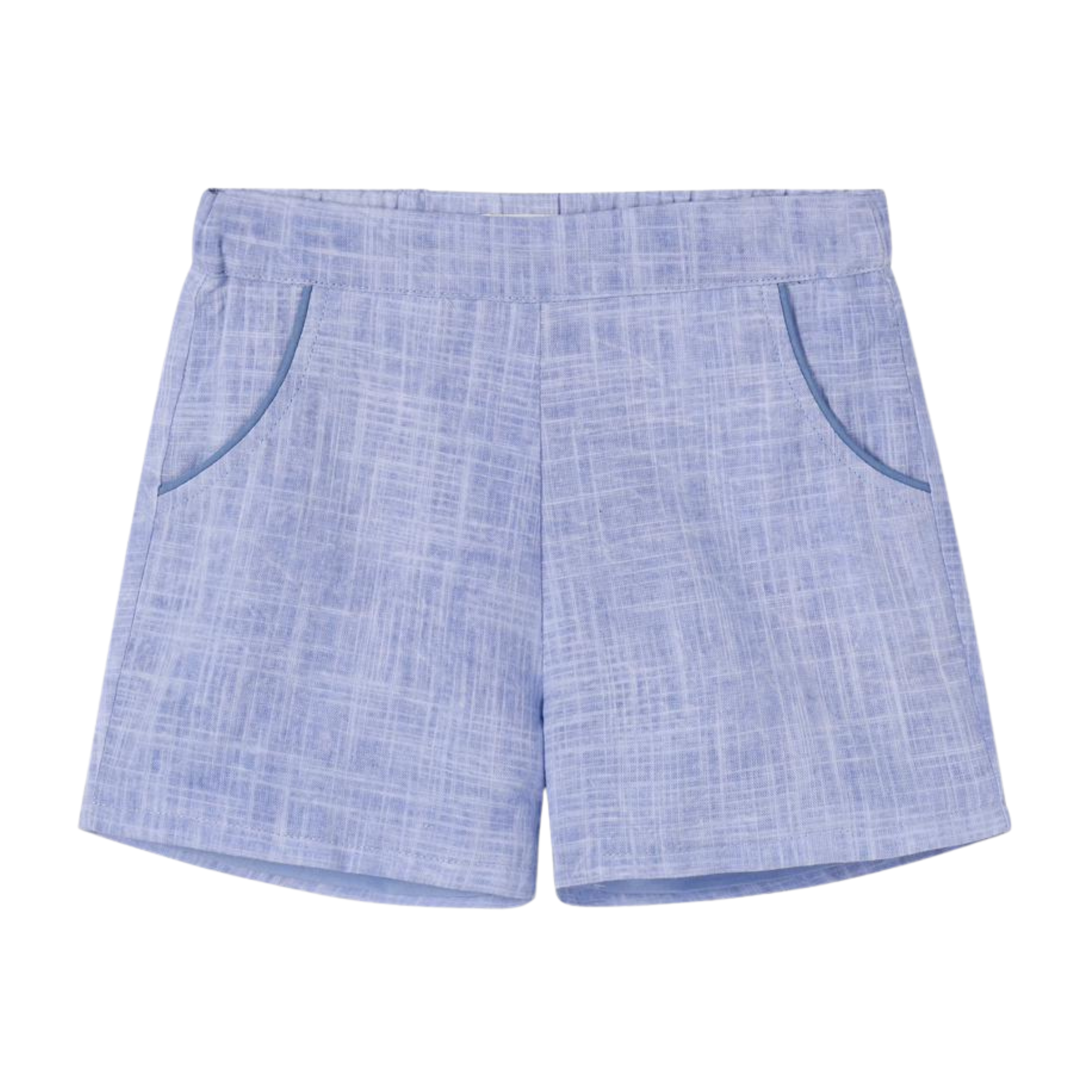 Nou Nelle Blue Linen Piped Short– Boys’ Classic Short