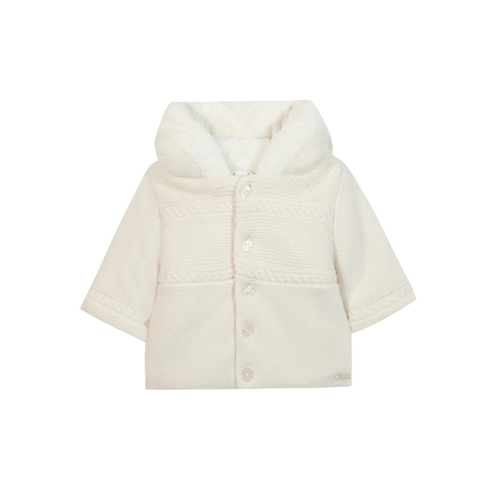 Tartine et Chocolat Cream Fur Lined Knit Jacket
