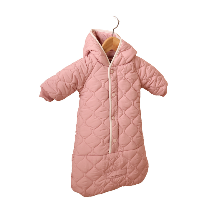 Diamond Shape Quilted Baby Bunting – Beige/Black | Warm Infant Outerwear | Mantel