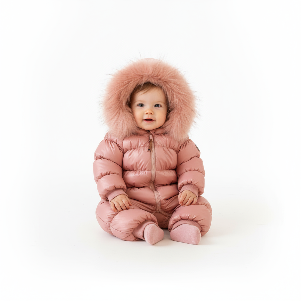Fully Gathered Baby Bunting – Pink | Cozy Infant Winter Suit | Mantel