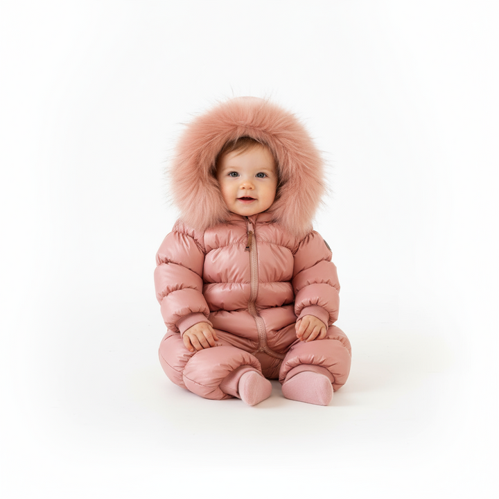 Fully Gathered Baby Bunting – Pink | Cozy Infant Winter Suit | Mantel