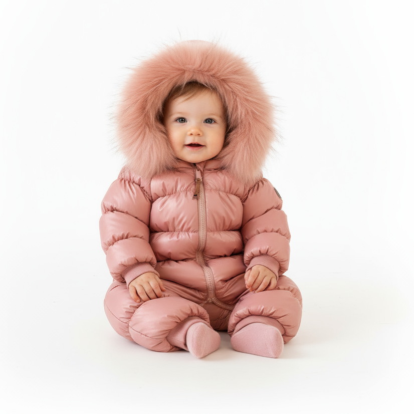 Fully Gathered Baby Bunting – Pink | Cozy Infant Winter Suit | Mantel