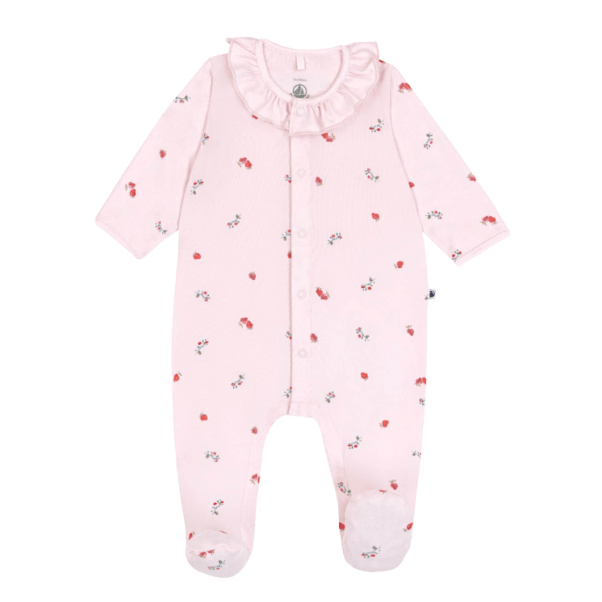 Petit Bateau - Baby Girl Front Snap Berry Print Footie