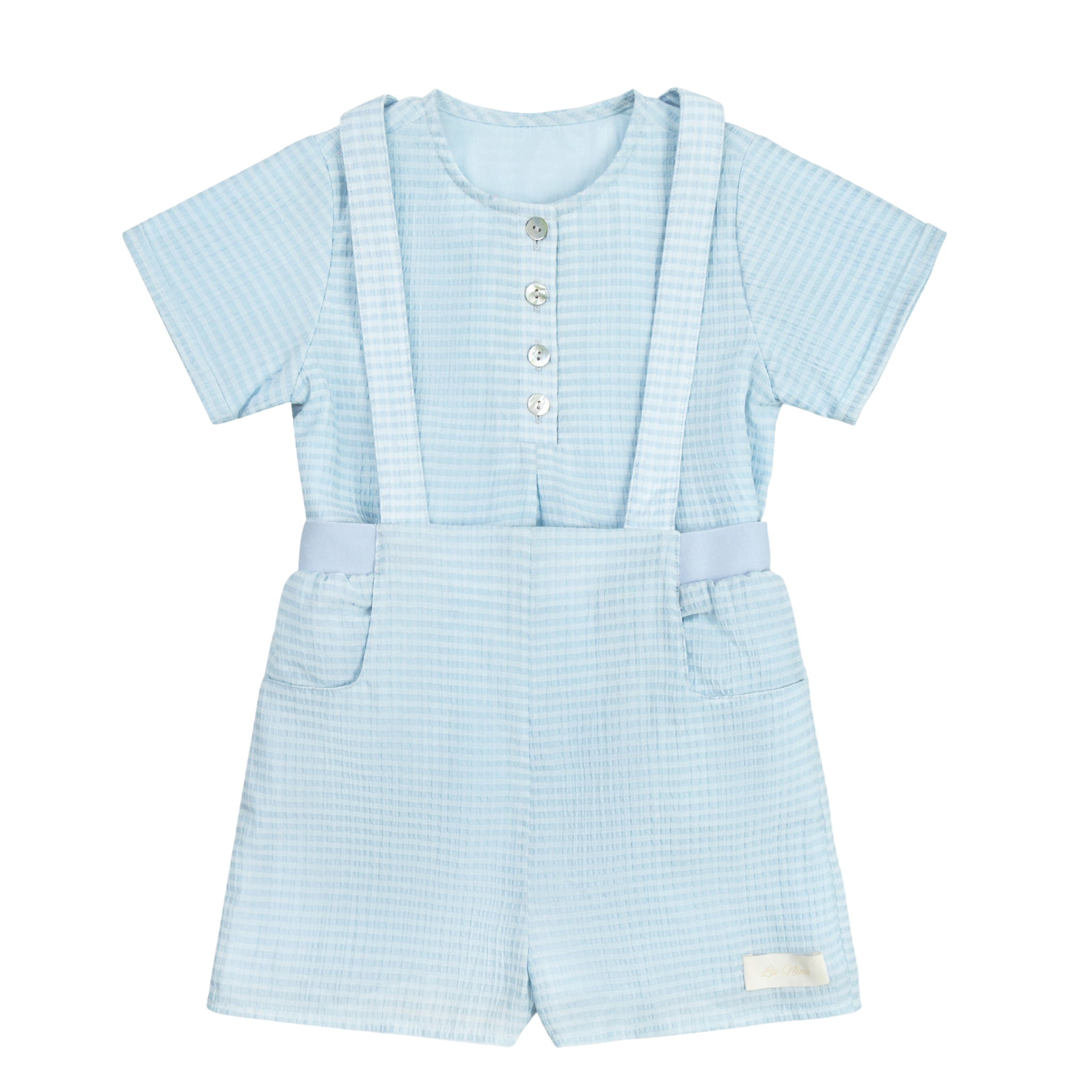 Bonjour - Blue Gingham Boys Buildup Set