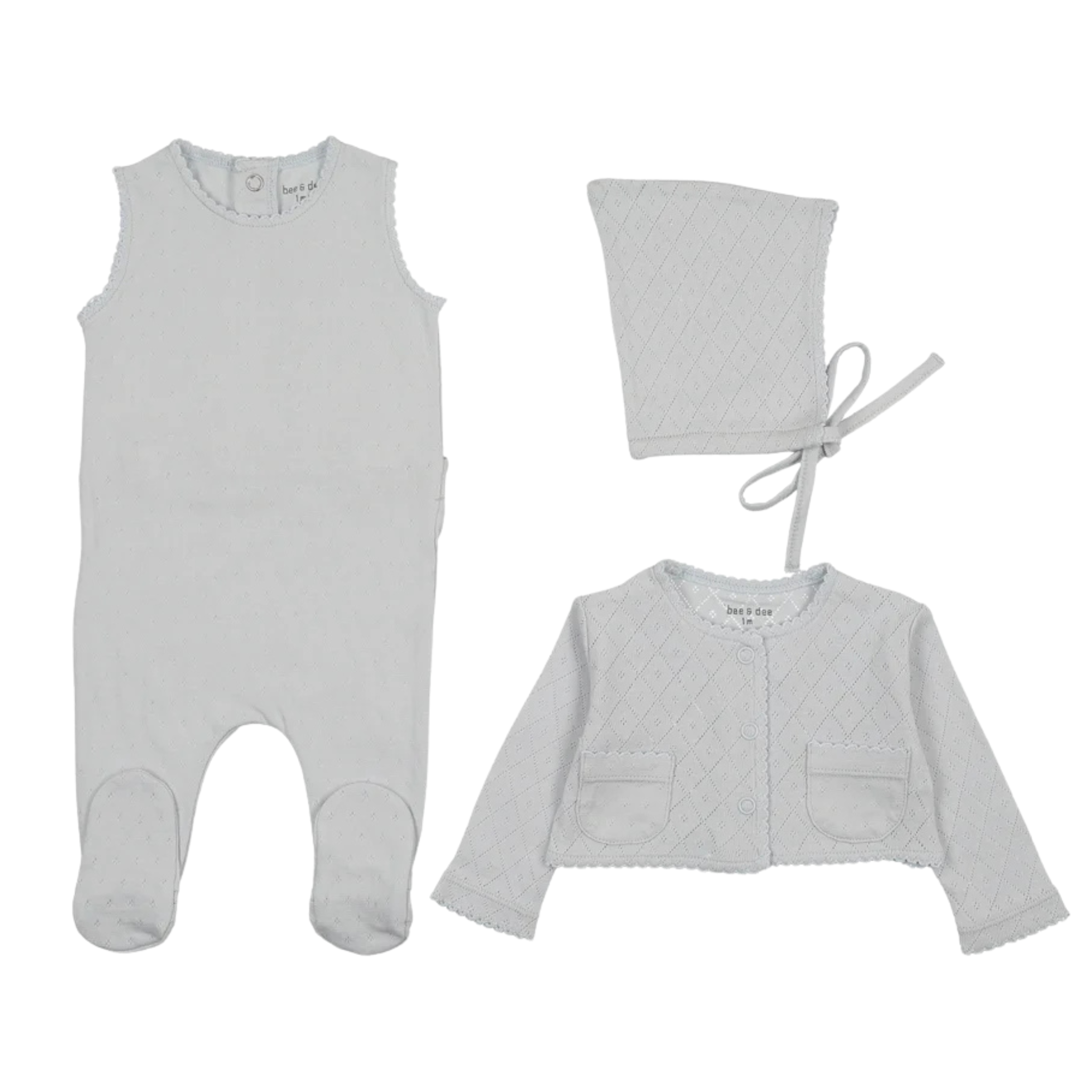 Bee & Dee Sky Blue Double Diamond Outfit Geometric Textured Newborn Toddler Boutique Clothing